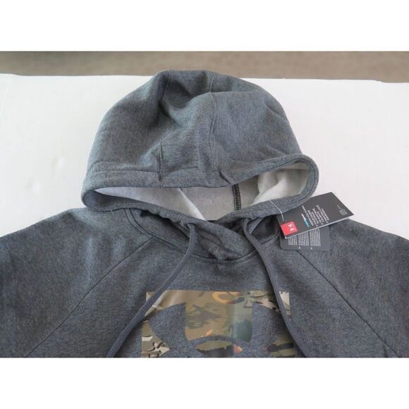Under Armour 1357938 Women's Sz L Jet Gray Heather/Forrest Camo UA Rival Hoodie - Picture 4 of 10